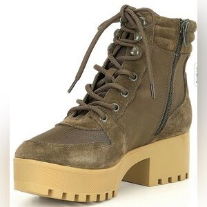 Steve Madden Khaki Lace-Up Chunky Boots